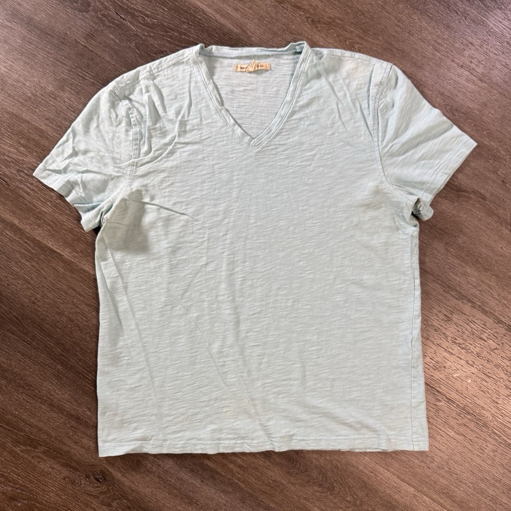 John Varvatos Men's Light Blue V-Neck T-Shirt Mens Size 2XL Short Sleeve